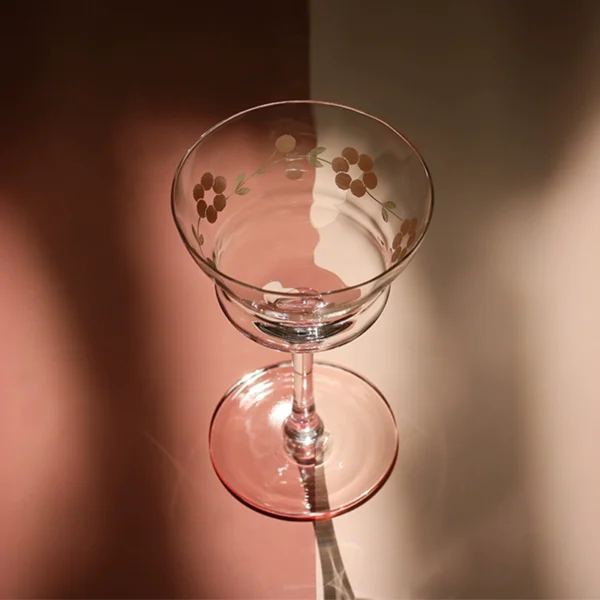 super girly! Spring blue flowers handmade crystal glass goblet wine champagne glass goldfish cup