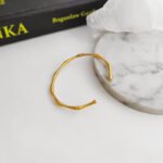Retro temperament bamboo design bracelet personality opening copper gold-plated bracelet ins style trendy jewelry T174 - Image 4