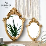 Nordic ins retro french palace style gold hanging mirror home wall hanging wall decoration makeup net red mirror - Image 3
