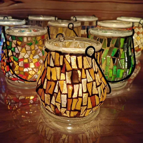 Free shipping mosaic candlestick diy material package handmade parent-child educational toys homemade gift ideas can carry horse lanterns