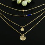 European and American cross-border fashion ladies alloy necklace simple multi-layer hollow three-dimensional love blue crystal sequin necklace - Image 3