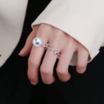 Original star fashion cool girl ins indifferent style niche design sense Internet celebrity personality French opening index finger ring - Image 2