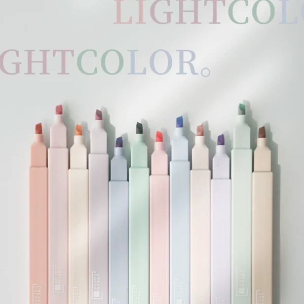 Soft-headed highlighter set light-colored highlighter marker pen students use a marker pen set to draw a key endorsement artifact Morandi color rough stroke key silver light note pen color mark