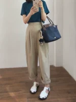 Aki's autumn new product, Japanese khaki pants, women's cover-up, slim, large-size casual design, harem pants - Image 4