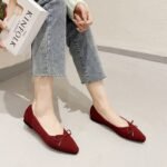 2023 women's knitted princess shoes new bowknot flying knitted single shoes commuting trend shallow mouth slip-on women's shoes - Image 2