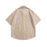 OREETA men's clothing?2022 summer Japanese fresh color matching striped lapel loose five-point sleeve shirt short-sleeved men - Image 3