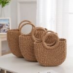 Hand-held semi-circular tote bag lazy wind underarm bag women's 2025 new woven bag large capacity shoulder bag fashion - Image 3