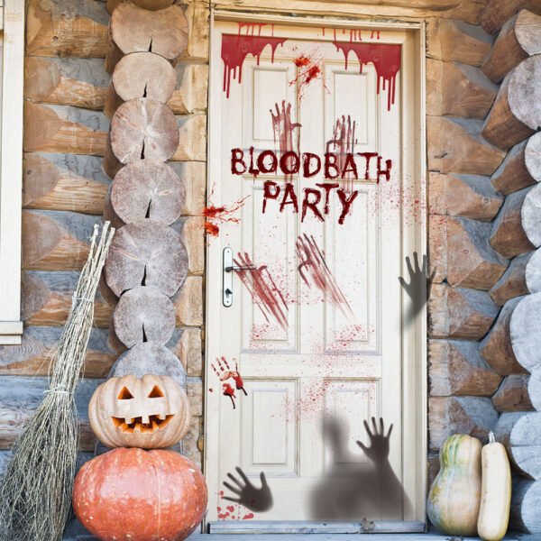 Cross-border Halloween electrostatic stickers blood handprint haunted house horror props holiday decoration party supplies glass stickers