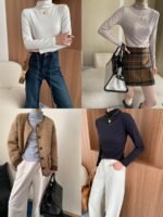 Sinan just needs the basic skin-friendly soft glutinated brushed half-high neck slim slim and thin versatile base shirt SN6903 - Image 2