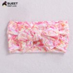 Niansheng jewelry new children's hair accessories European and American wide-brimmed elastic nylon embossed bow baby print headband - Image 9