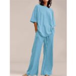 Retro round neck loose fitting casual set