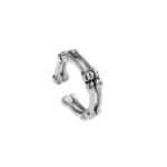 Vintage bone design titanium steel open ring - Image 4