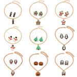 Europe and the United States cross-border hot sale Halloween earring jewelry Christmas necklace female skull pumpkin snowman earrings set - Image 4