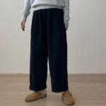 Chuwujia 22 autumn and winter new Japanese brushed casual pants women's all-match loose elastic waist Japanese miscellaneous pants straight-leg pants - Image 3