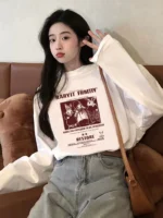 Sweet Japanese cotton long-sleeved t-shirt female design sense niche cartoon autumn upper clothes loose inner bottoming shirt - Image 2