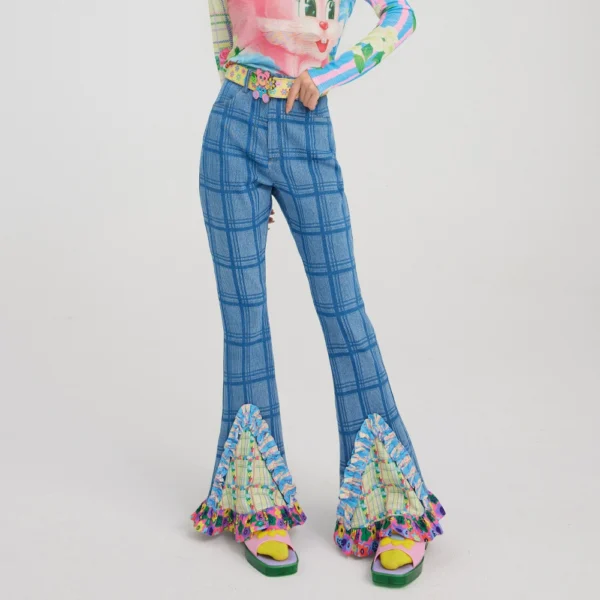 HIGH WAIST PRINTED FLARE JEANS