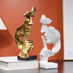 Silence is gold figure abstract crafts decoration living room TV cabinet wine cabinet home resin crafts soft decoration - Image 2