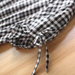 ZOJ Japanese-style cotton dress black and white grid 2022 new spring and summer fashion women's skirt short sleeves / middle sleeve selection - Image 3