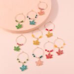 European and American cross-border jewelry autumn new thanksgiving maple leaf earrings jewelry beaded rice beads maple leaf earrings earrings - Image 3