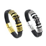 Fashion Cross Braided Electroplating Gold Cross Bracelet Simple Bracelet Men's Multilayer Leather Bracelet Wholesale
