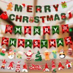 Christmas decorations Christmas flags paper cartoon Christmas flags pull flowers holiday banners party decoration flags