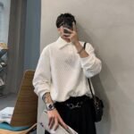 Spring and Autumn New Waffle Lapel Sweatshirt Men's American High Street Loose Top Fashion Texture Pattern Pullover Polo Shirt - Image 2