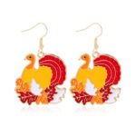 European and American cross-border supply new Thanksgiving earrings female creative alloy dripping oil pumpkin maple leaf turkey earrings earrings - Image 8