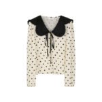 Aisili 2023 spring new long-sleeved color-blocking cardigan top Korean version of sweet wave-dot shirt women wholesale 8155 - Image 6