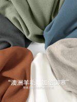 Simple modal wool men's sweater thickened knitted long sleeve warm wool sweater autumn and winter base shirt men - Image 5