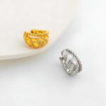 Copper European and American personality metal texture wide-faced double-layer ear clip without ear hole temperament cold style ear bone clip T822 - Image 3