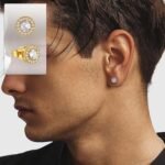 KRKC Amazon hot style S925 sterling silver earrings zircon earrings ins trend simple high-end hip-hop earrings men - Image 3