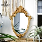 Nordic ins retro french palace style gold hanging mirror home wall hanging wall decoration makeup net red mirror - Image 2