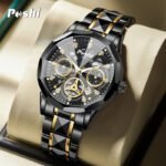 Swiss brand trendy high-end men's watch automatic quartz luminous waterproof Roman skeleton men's watch - Image 2