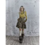 CHECK EMBROIDERY HIGH WAIST PLEATED SKIRT - Image 3