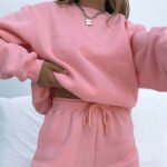 Women's solid color loose fitting sweater and pants set