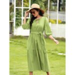 Medium sleeved elastic waist dress - Image 3