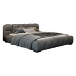 Italian light luxury leather art bed modern minimalist double Nordic master bedroom king bed 1.8 meters solid wood frame leather bed wedding bed - Image 5