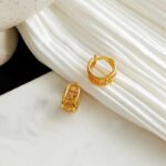 Copper-plated real gold European and American retro fashion earrings personality geometric wide face hollow earrings trend new earrings T274 - Image 5