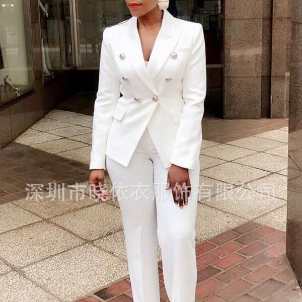 Amazon AliExpress foreign trade hot sale women's jacket suit long sleeve trouser suit temperament commuter two-piece set