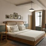 Simple and modern solid wood double bed home Nordic rattan 1.5 m single bed bed and breakfast solid wood 1.8 m rattan bed