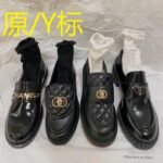 2022 new all-match flat bottom British style leather thick bottom P home shoes small fragrance style loafers women's shoes small leather shoes women