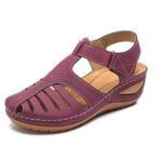 2023 summer new foreign trade sandals women's retro women's sandals car line hole shoes cross-border large size round toe wedge comfortable - Image 7