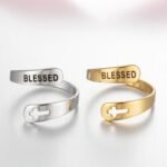 European and American ring women's design double letter ring blessed open ring stainless steel ring index finger ring - Image 4