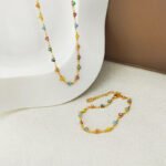 Copper-plated real gold retro contrast color love necklace bracelet combination personality fashionable design necklace hand jewelry T952 - Image 2