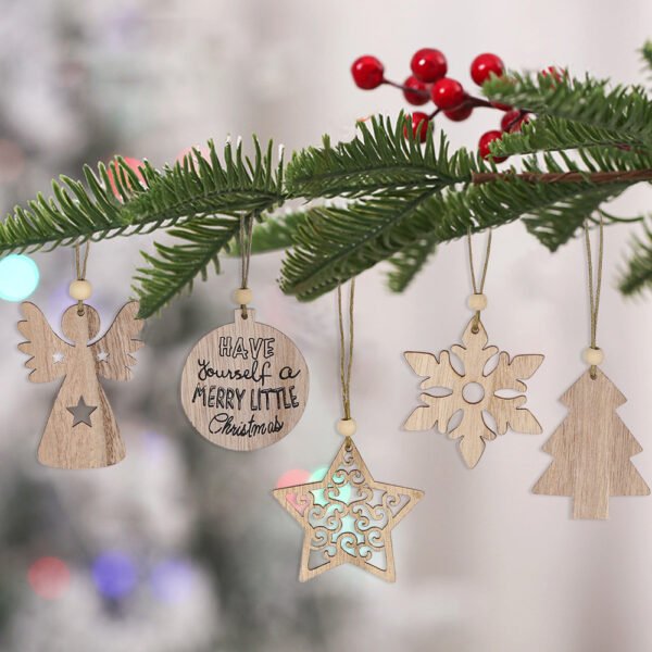 New Christmas wooden pendant hollow Christmas tree elk diy pendant holiday party decoration Christmas pendant