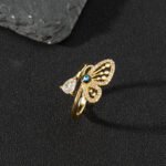 European and American cross-border jewelry sources, copper zircon, enamel dripping oil rings, female evil eyes, retro tail rings, open rings - Image 4