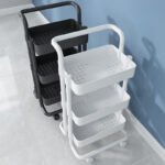Mobile Nordic trolley kitchen shelf simple bookshelf floor-to-ceiling multi-storey bedroom punch-free snack storage rack