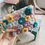 American style garden style puff flower bag Cushion diagonal span bag material - Image 4