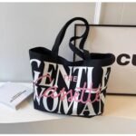 korean niche canvas bag bag women's 2025 new fashion large capacity tote bag letter shoulder class tote bag - Image 3
