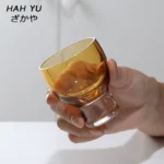Amber old time/medieval Japanese glass sake cup smelling incense cup white wine cup wood masonry small wine cup - Image 3